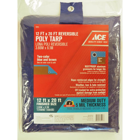 Ace Poly Tarp, Blue/brown, 12' X 20'