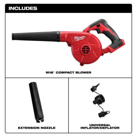 Milwaukee M18 3-Speed Electronic Switch Compact Blower, 18V, 20-1/2"