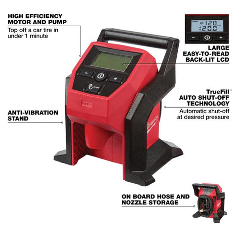 Milwaukee M12 Cordless Compact Inflator, 0 -120 PSI