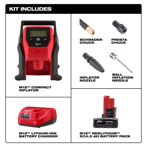 Milwaukee M12 Comp Inflator Kit