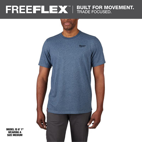 Milwaukee Hybrid Work Tee Shirt, Blue, XXL