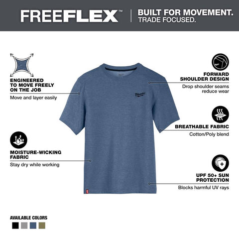 Milwaukee Hybrid Work Tee Shirt, Blue, XXL