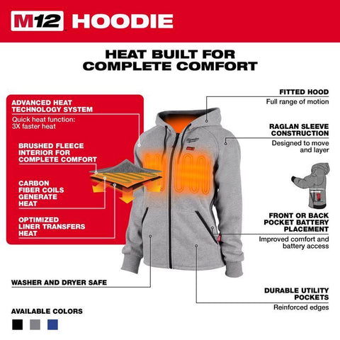 Milwaukee LG GRY WMN Heat Hoodie