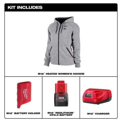 Milwaukee M12 Women's Heated Hoodie Kit, Small, Gray