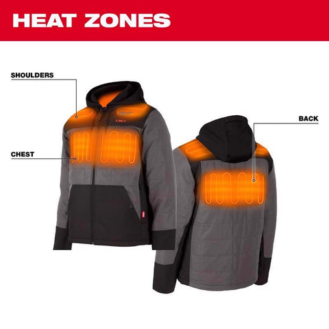 Milwaukee M12 Men's Hooded Heated Jacket Kit, XL, Gray
