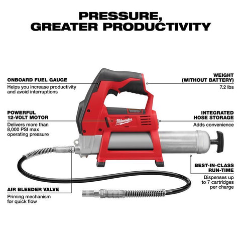 Milwaukee M12 Cordless Grease Gun, 12 Volt