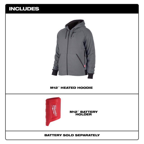 Milwaukee M12 Long Sleeve Men's Heated Hoodie, Black/Gray
