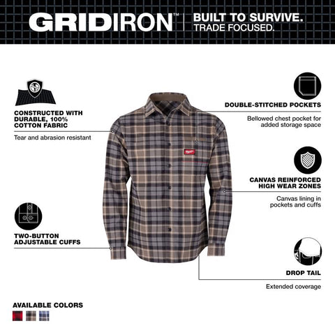 Milwaukee MED GRY Flannel Shirt