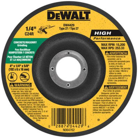 DeWalt Masonry Grinding Wheel, 4" Dia, 1/4" Thick