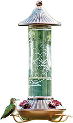 Embossed Glass Hummingbird Feeder 14 OZ Bronze