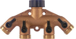 Metal 4 Way Hose Valve W/built IN Shut Off Valves 5 IN Brass