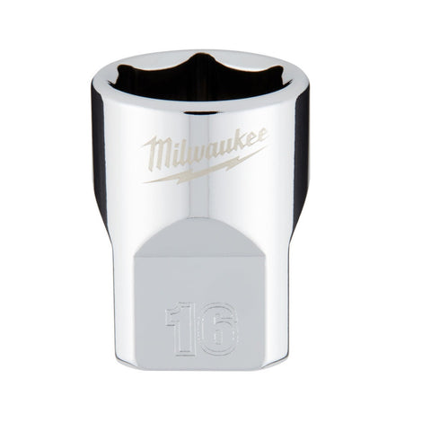 Milwaukee 6-Point Sockets With Four Flat Sides, 3/8 Inch x 16 MM