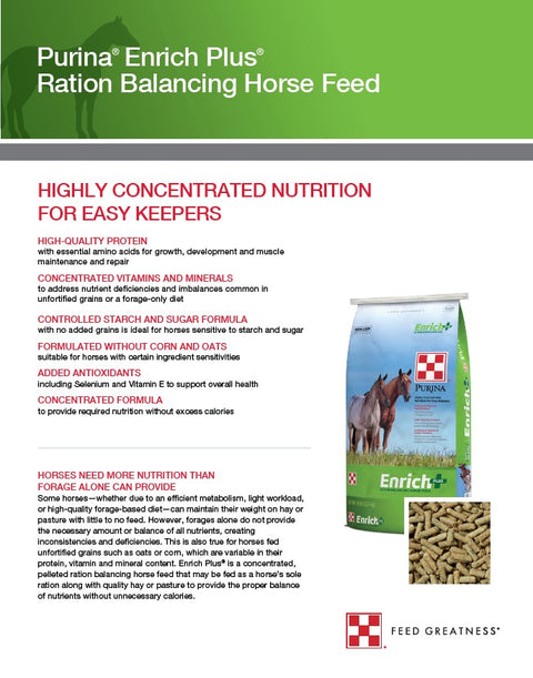 Purina® Enrich Plus® Ration Balancing Horse Feed, 50 lb