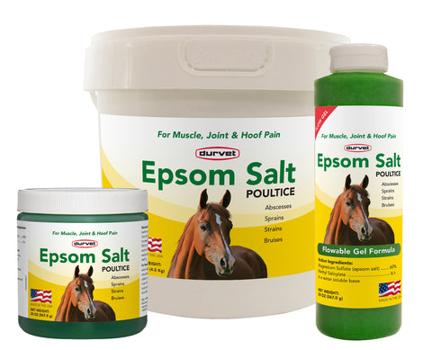 Durvet Epsom Salt Poultice — 20 oz jar, 10 lb pail and 20 oz flowable gel bottle