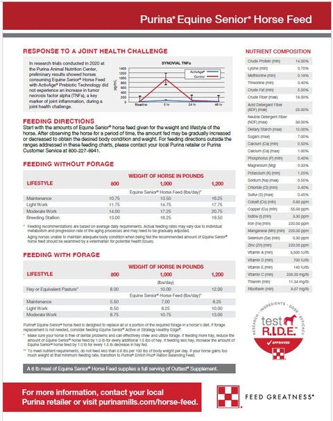 Purina® Equine Senior® Horse Feed, 50 lb