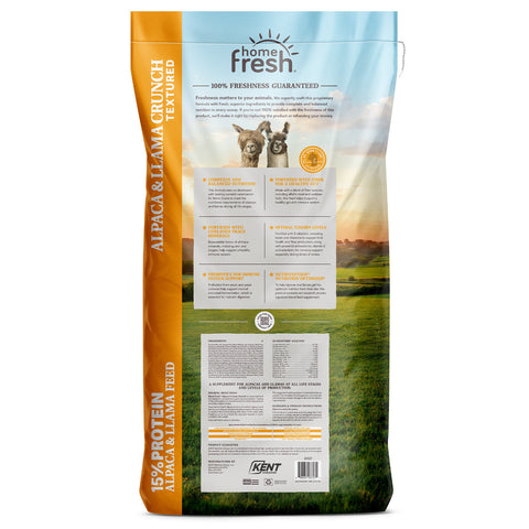 Home Fresh® Alpaca & Llama Crunch Feed, 50 lb - Back of Bag