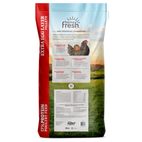 Home Fresh® Extra Egg Layer Poultry Crumbles Feed, 50 lb - Back of Bag