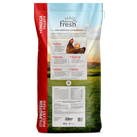 Home Fresh® Extra Egg Layer + Omega Crumbles Poultry Feed, 50 lb - Back of Bag