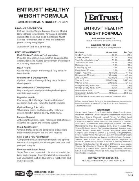 EnTrust® Healthy Weight Formula Dog Food, 18 lb