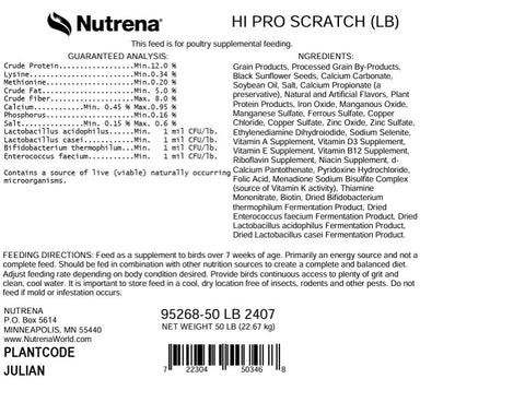 Nutrena® Hi Pro Scratch Grain Poultry Feed,  50 lb
