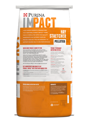 Purina® Impact® Hay Stretcher Horse Feed, 50 lb back of bag