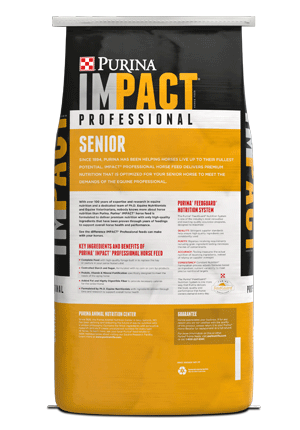 Purina Impact Professional Senior Horse Feed 50 lb bag back