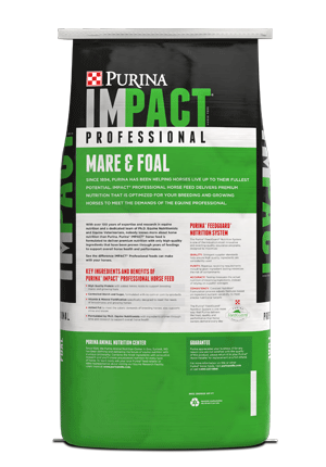 Purina® Impact® Professional Mare & Foal Horse Feed, 50 lb back of bag