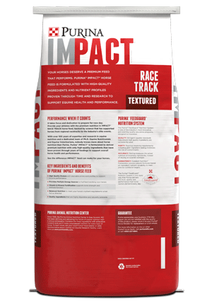 Purina® Impact® Race Track Horse Feed, 50 lb back of bag