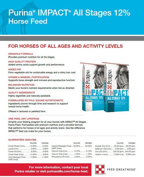 Purina® Impact® All Stages 12% Textured Horse Feed, 50 lb