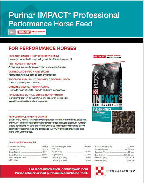 Purina® Impact® Professional Performance Horse Feed, 50 lb