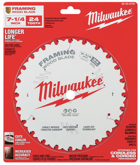 Milwaukee Framing Circular Saw Blade, 7-1/4" x 5/8"