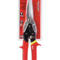 Milwaukee Long Serrated Straight Aviation Snip, Red & Black, 11.5" L