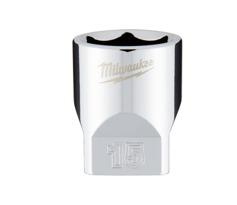 Milwaukee Metric Socket, 15 mm Socket, 1/4 in Drive
