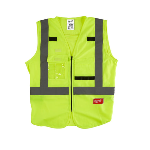 Milwaukee Safety Vest, Polyester, High Visibility Yellow, L/XL