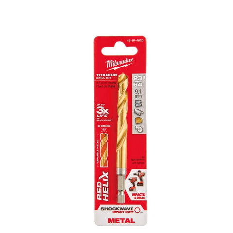Milwaukee SHOCKWAVE Impact Duty Titanium Drill Bits,RED HELIX, 23/64"