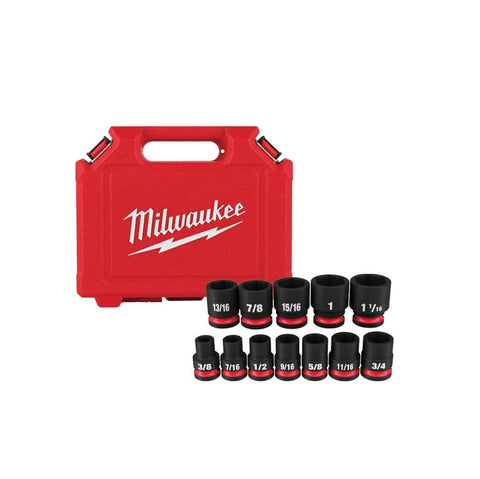 Milwaukee Shockwave SAE 6 Point Standard Shallow Socket Set, 1/2 inch
