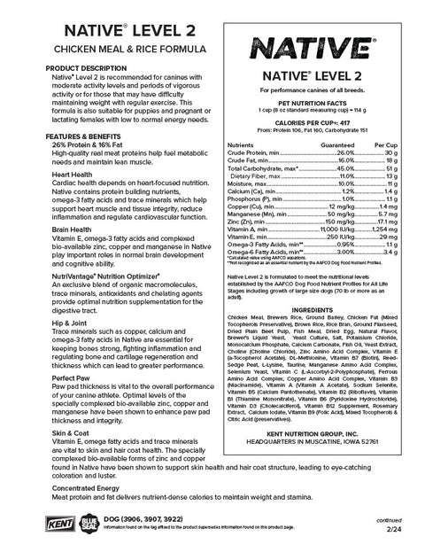 Native® Level 2 Dog Food, 40 lb