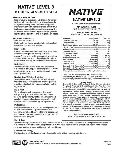 Native® Level 3 Dog Food, 20 lb