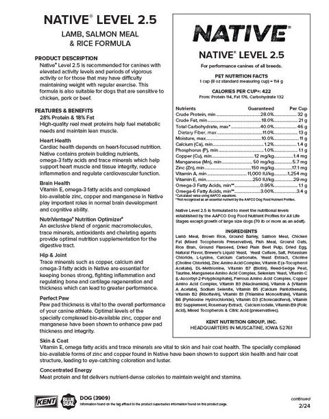 Native® Level 2.5 Dog Food, 40 lb
