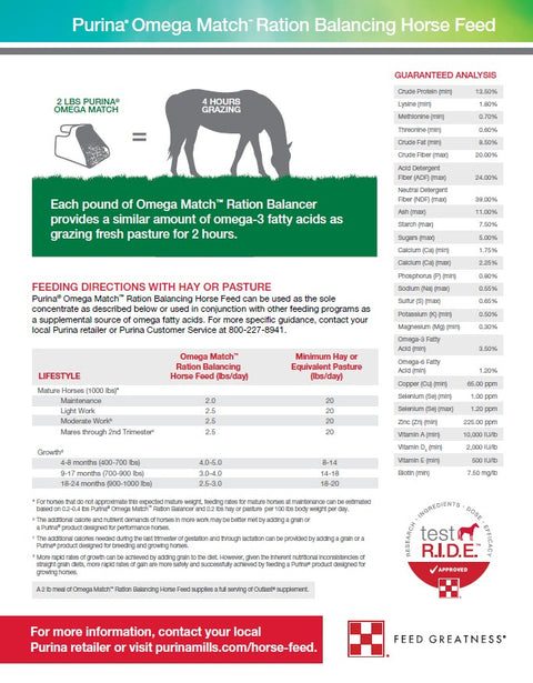 Purina® Omega Match™ Ration Balancing Horse Feed, 40 lb