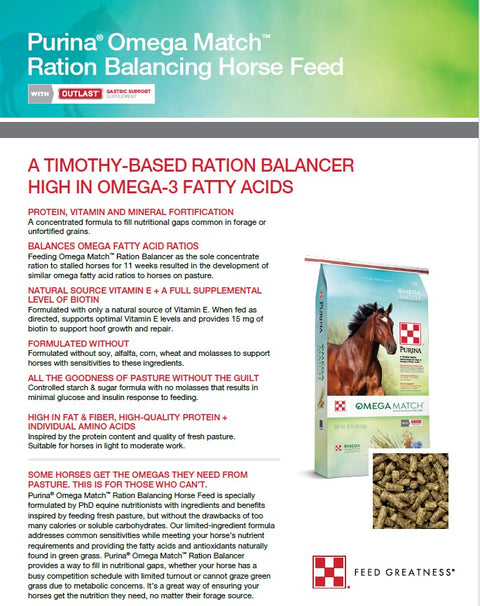 Purina® Omega Match™ Ration Balancing Horse Feed, 40 lb