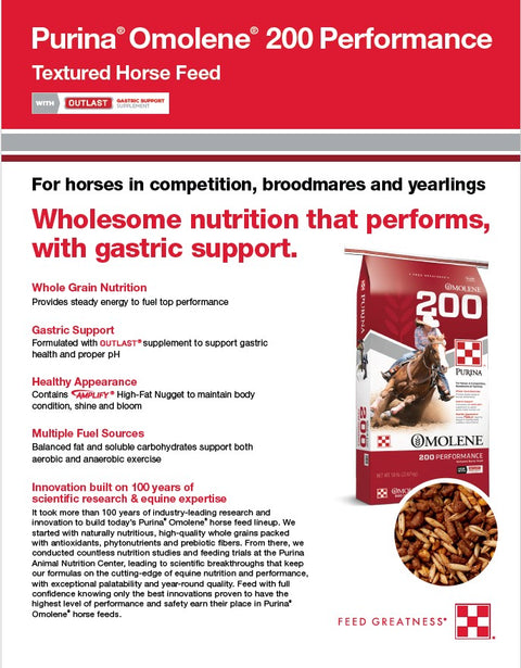 Purina® Omolene® #200 Performance Horse Feed, 50 lb