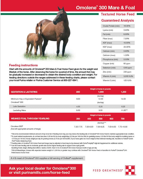 Purina® Omolene® #300 Mare & Foal Horse Feed, 50 lb
