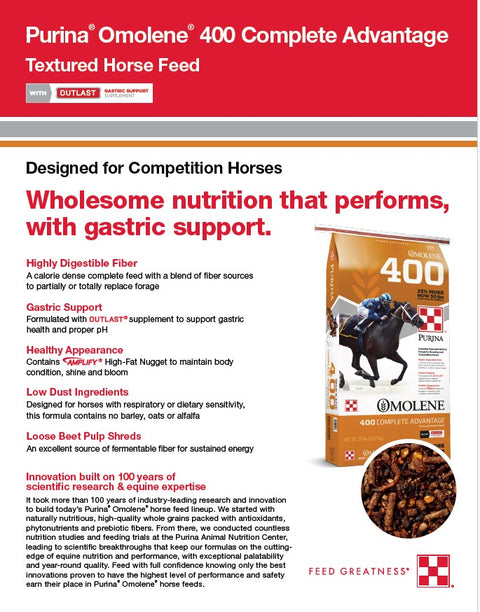 Purina® Omolene® #400 Complete Advantage® Horse Feed, 50 lb