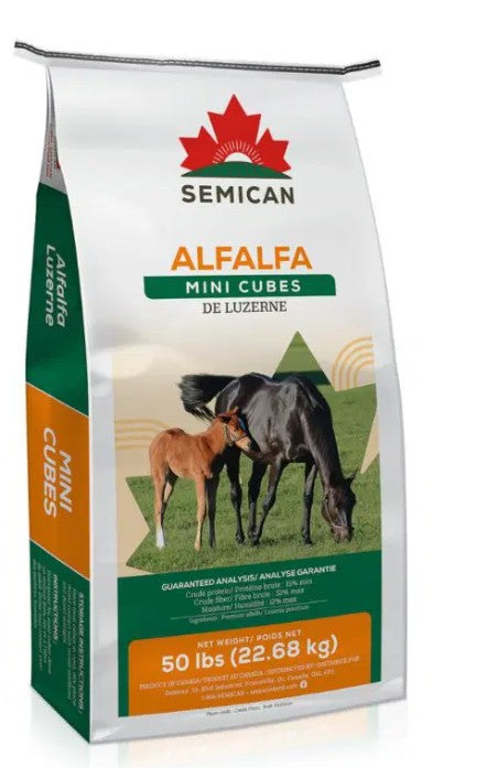 Semican Mini Alfalfa Cubes Horse Feed, 50 lb