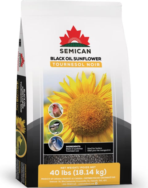 Semican Black Oil Sunflower Seeds Wild Bird Food, 40 lb