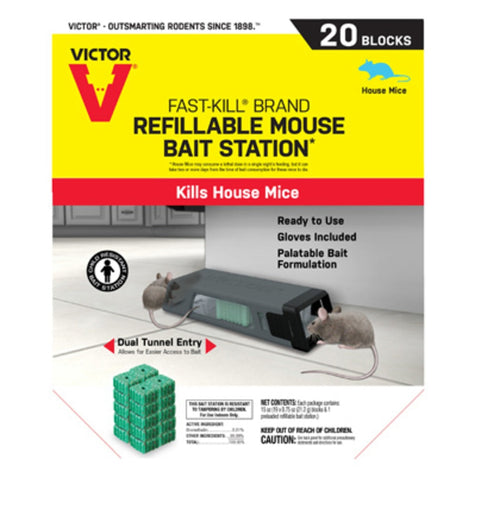 Victor Refillable Bait Station Refill, 20 Pack, Black