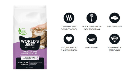 WORLD’S BEST CAT LITTER Multiple Cat Lavender Scented, 28 lb