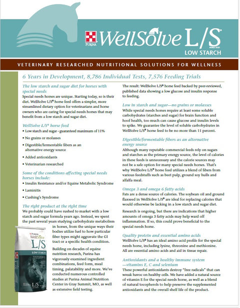 Purina® WellSolve L/S® Horse Feed, 50 lb