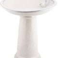ESSCHERT DESIGN CERMIC BIRDBATH ON PEDESTAL W/BIRD  WHITE